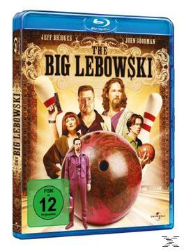 DVD-Cover von 'The Big Lebowski' mit Schauspielern, Bowlingkegeln und -kugel.