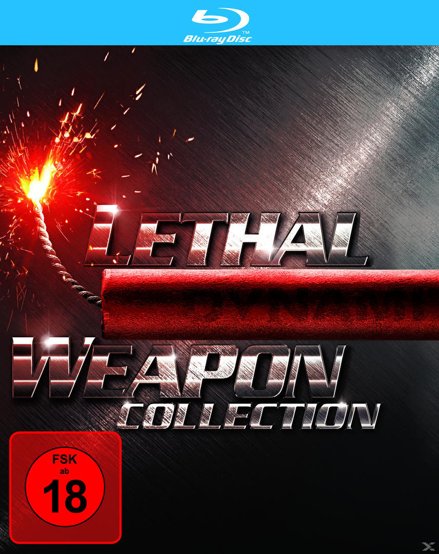 Blu-ray-Cover mit dem Titel 'LETHAL WEAPON COLLECTION'. Eine brennende Zündschnur mit Bombe.