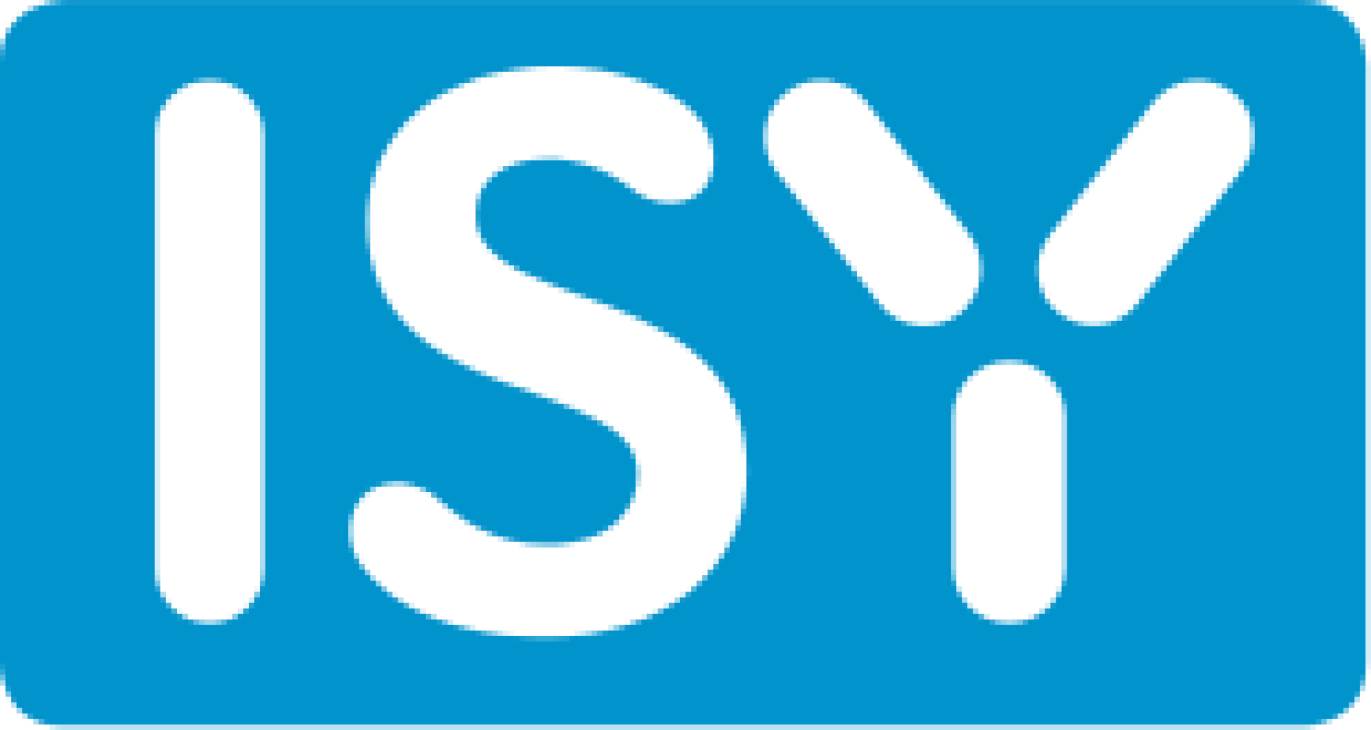 Logo ISY : lettres blanches « ISY » dans un rectangle bleu.