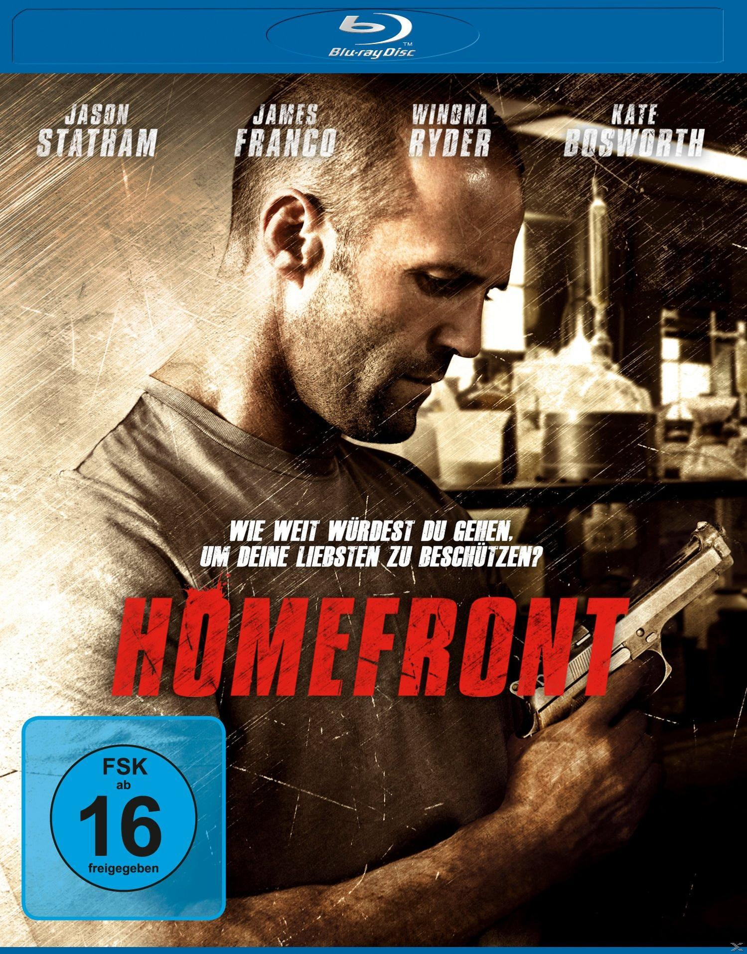 DVD-Cover für 'Homefront'. Jason Statham hält eine Waffe. James Franco und Winona Ryder sind ebenfalls zu sehen.