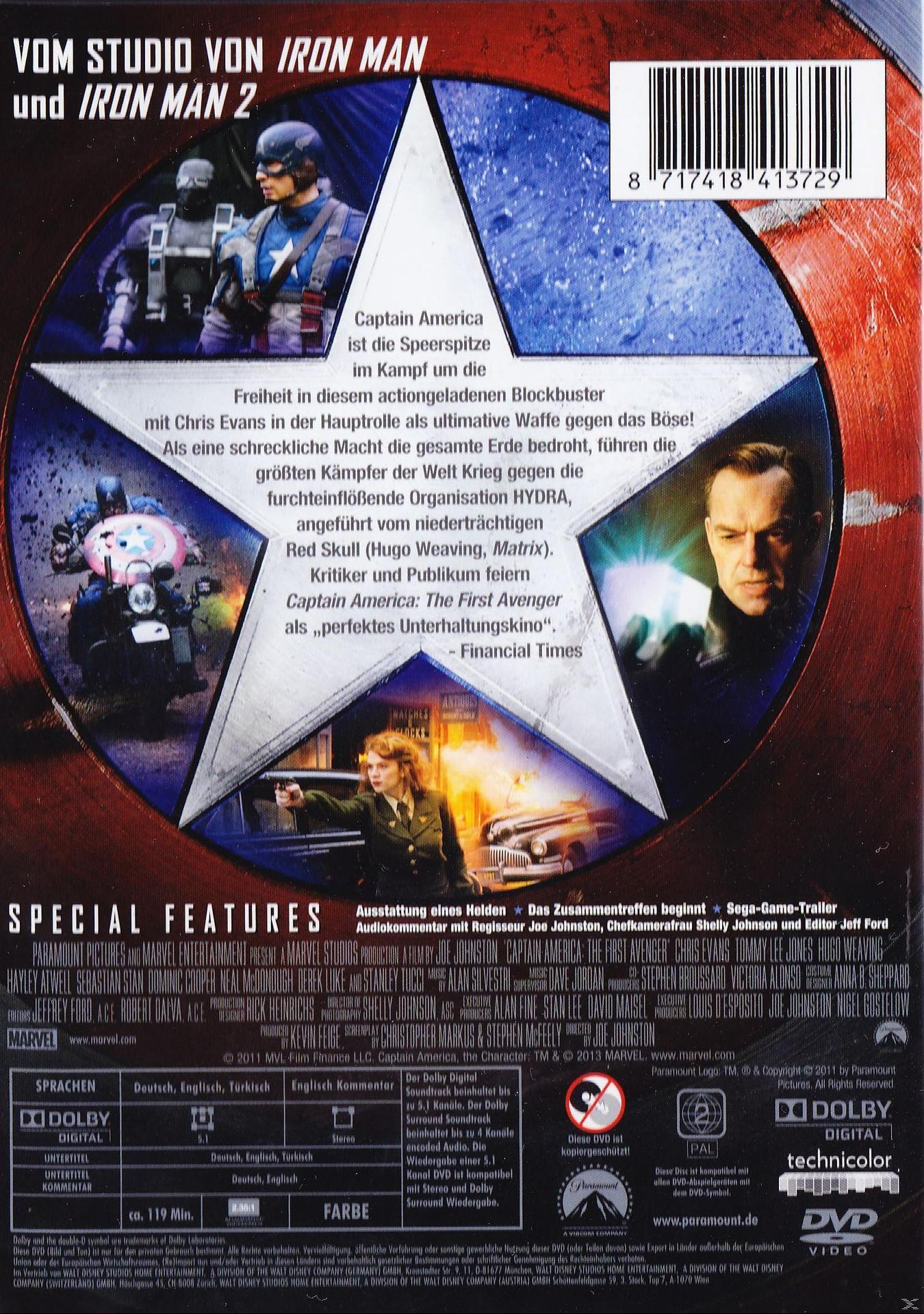 DVD-Cover von Captain America mit einer Filmszenen-Montage.