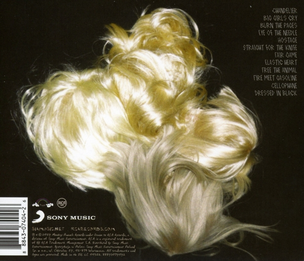 Dos d'un boîtier de CD. Perruques blondes et une liste de chansons. Le texte 'SONY MUSIC' et le logo RCA sont visibles.