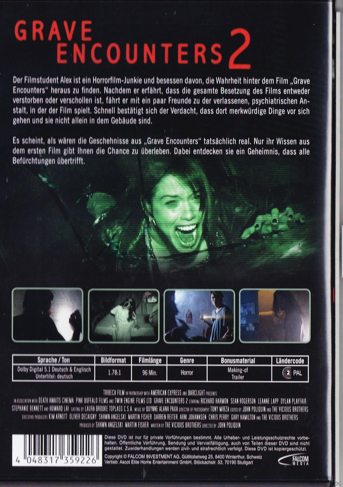 DVD-Cover: 'Grave Encounters 2', schreiende Frau, Horrorhintergrund.