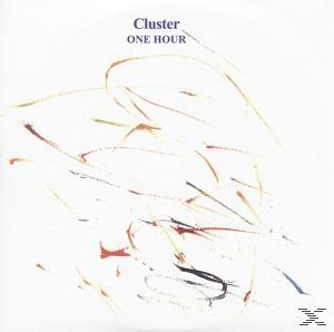 Albumcover für Cluster. Abstrakte Kunst mit Linien und Farben auf weißem Hintergrund.