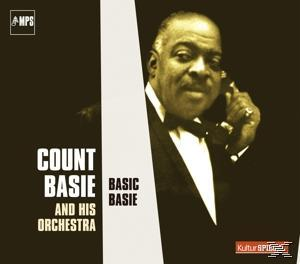 Albumcover mit Porträt von Count Basie in Monochrom. Text: Count Basie and His Orchestra.