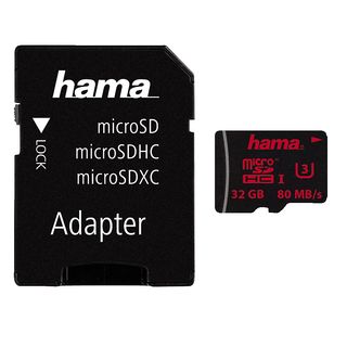 HAMA 123981 UHS-I CL3 +AD - Micro-SDHC-Schede di memoria  (32 GB, 80 MB/s, Nero)