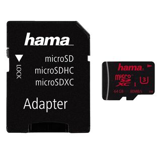 HAMA 123982 UHS-I CL3 +AD - Micro-SDXC-Schede di memoria  (64 GB, 80, Nero)