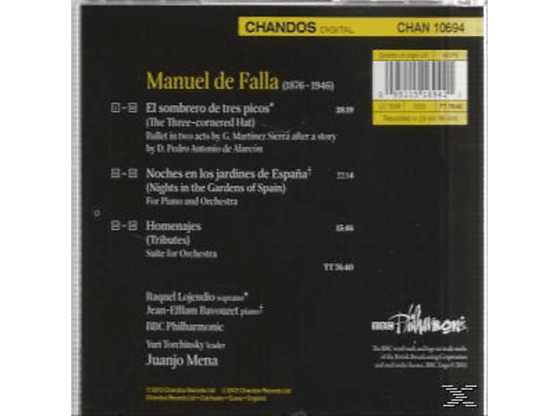 Thumbnail - Raquel Lojendio, Bbc Philharmonic, Jean-efflam Bavouzet - Nights in the Gardens of Spain/Homenajes (CD)