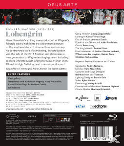 Rückseite einer DVD, die Text über die Oper Lohengrin von Wagner anzeigt.