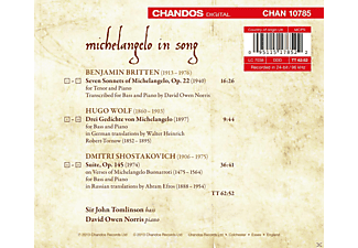 John Tomlinson, David Owen Norris - Michealangelo in song  - (CD)
