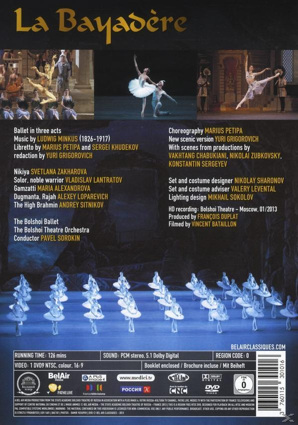 Eine DVD-Hülle mit Balletttänzern und Text über die Aufführung. Der Titel lautet 'La Bayadère'.