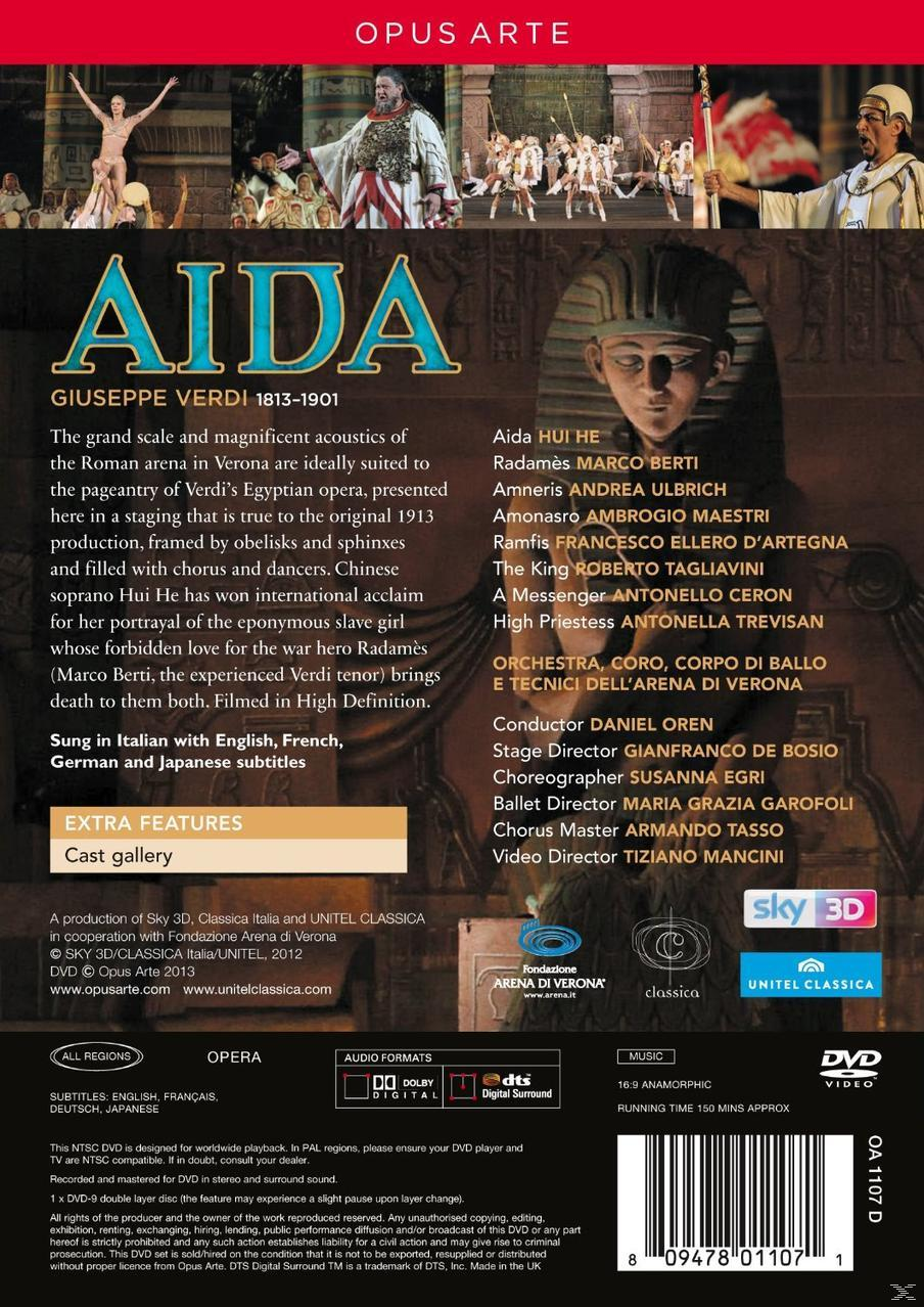 DVD-Rückseite: Aida-Oper-Details, Besetzung, Zusammenfassung und sky3D-Logo.