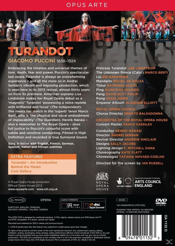 Lise Lindstrom, Marco Berti, Eri Nakamura, Raymond Aceto, Dionysios Sourbis, David Butt Philip, Doug Jones, Orchestra Of The Royal Opera House - Turandot  - (DVD)
