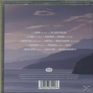 CD-Rückseite mit Titelliste, See- und Berglandschaft.