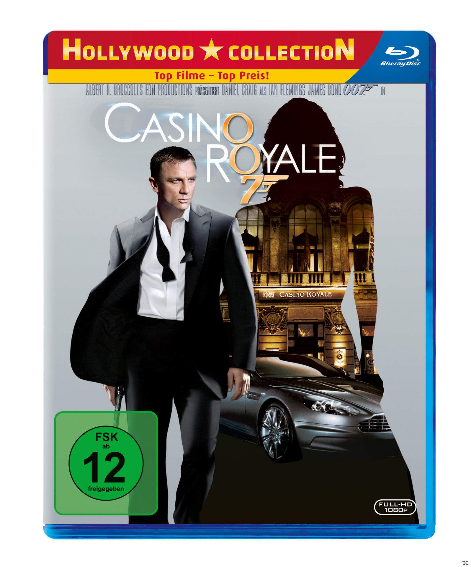 Casino Royale DVD-Cover mit Daniel Craig und einer Frau Silhouette.