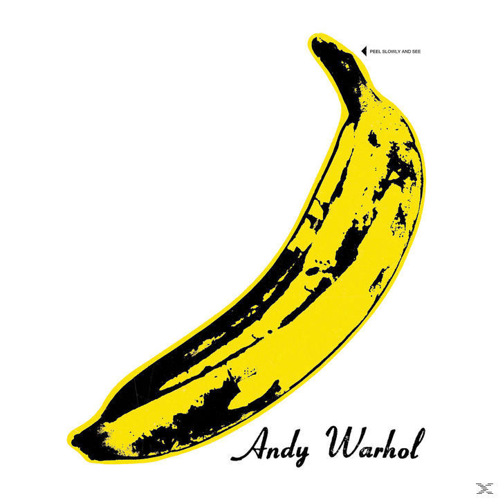 Albumcover, eine gelbe Banane mit schwarzer Schale und der Name Andy Warhol.