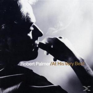 Robert Palmer Albumcover. Silhouette eines rauchenden Mannes, schwarz-weiß. Titel: At His Very Best.