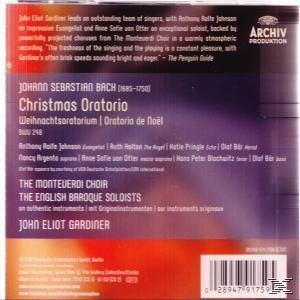 CD-Cover mit Text über Bachs Weihnachtsoratorium. Enthält ein Foto und Text über die Interpreten.