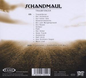 CD-Cover mit Titelliste: Traumtänzer, Der Alchemist, Auf hoher See usw. Der Hintergrund hat eine verschwommene, braune Textur.