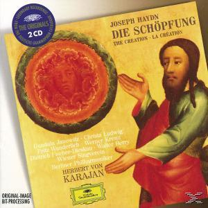 CD-Cover mit einem Gemälde eines Gesichts in einem roten Kreis. Text: Joseph Haydn, Die Schöpfung.