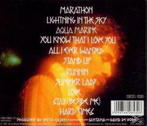 Rückseite eines Albums mit Titelliste, Künstlerinfo und einem Bild des Rückenprofils eines Mannes.