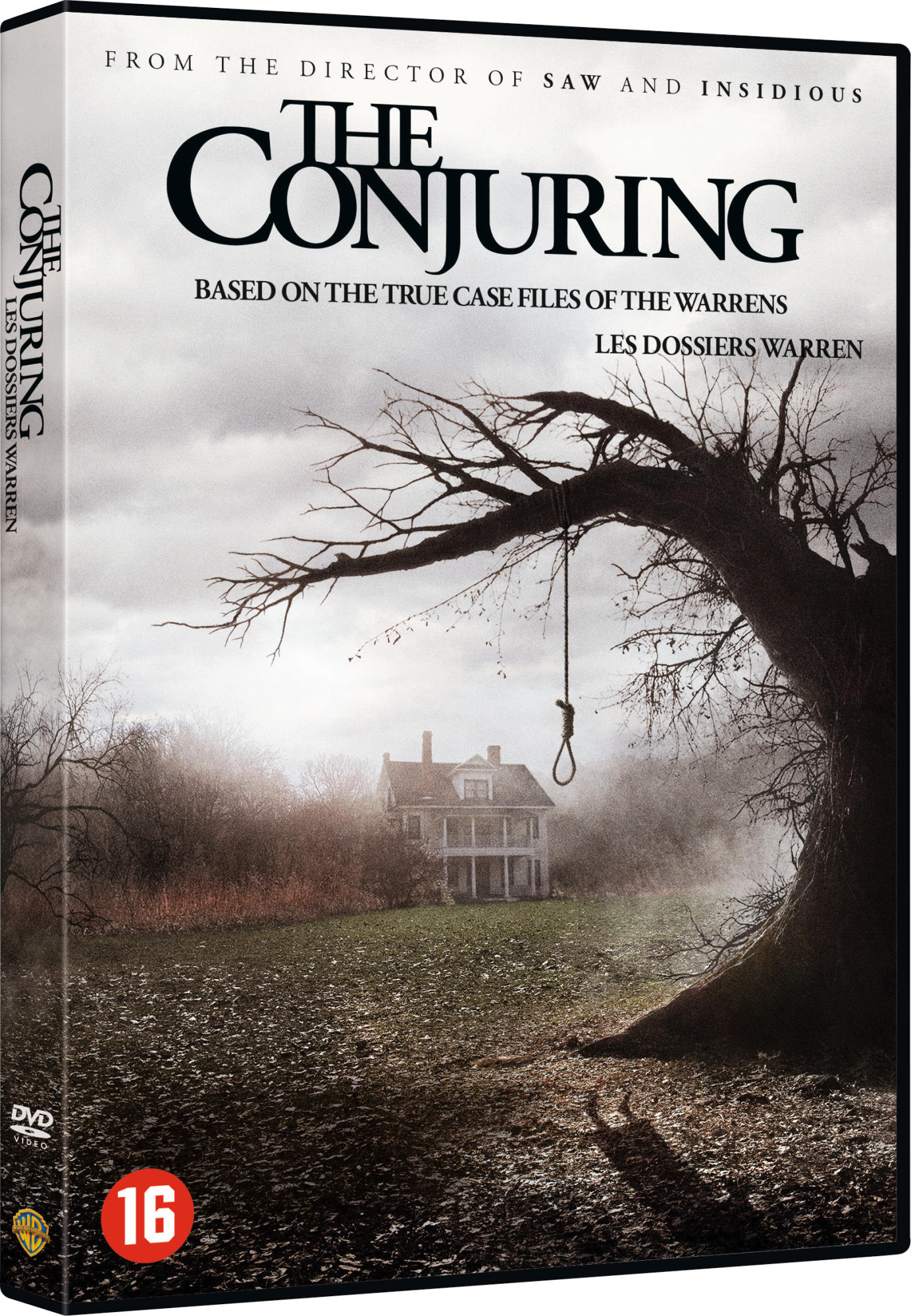 Jaquette de DVD d'un film d'horreur, une maison dans un champ avec une potence suspendue à un arbre.