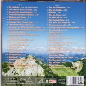 CD-Cover mit blauem Himmel im Hintergrund und einer Titelliste, mit Bergen im Hintergrund.