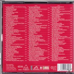 CD mit Titellisten. Der Hintergrund ist rot. Weißer Text wird verwendet. Der Barcode befindet sich unten rechts.
