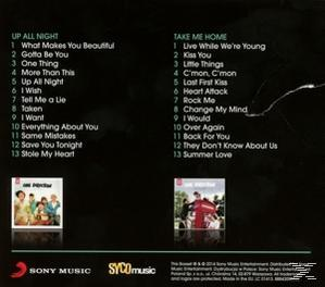 CD-Rückseite mit Titellisten. Unten befinden sich zwei kleine Albumcover. Der Text ist weiß auf dunklem Hintergrund.