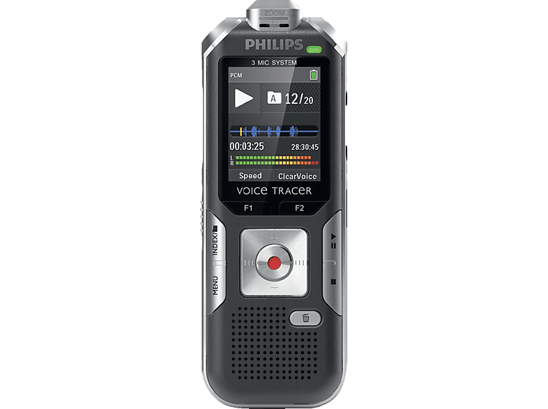PHILIPS Digitaler 3Mic Stereo Voice Recorder Hochwertiger Stereo Voice