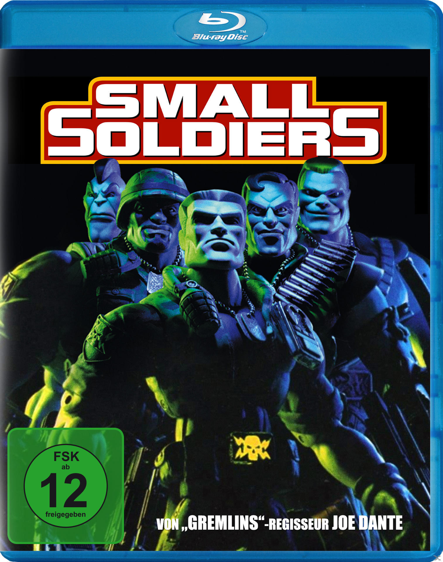 Small Soldiers-Filmplakat: Spielzeugsoldaten in Kampfausrüstung. Text und Logos.