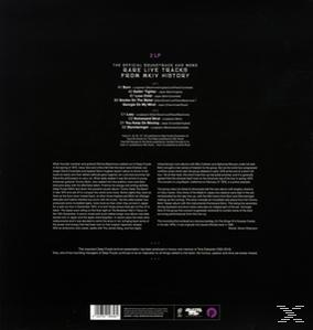 Rückseite einer schwarzen Schallplatte mit Text. Der Text listet die Titelliste und Credits auf.