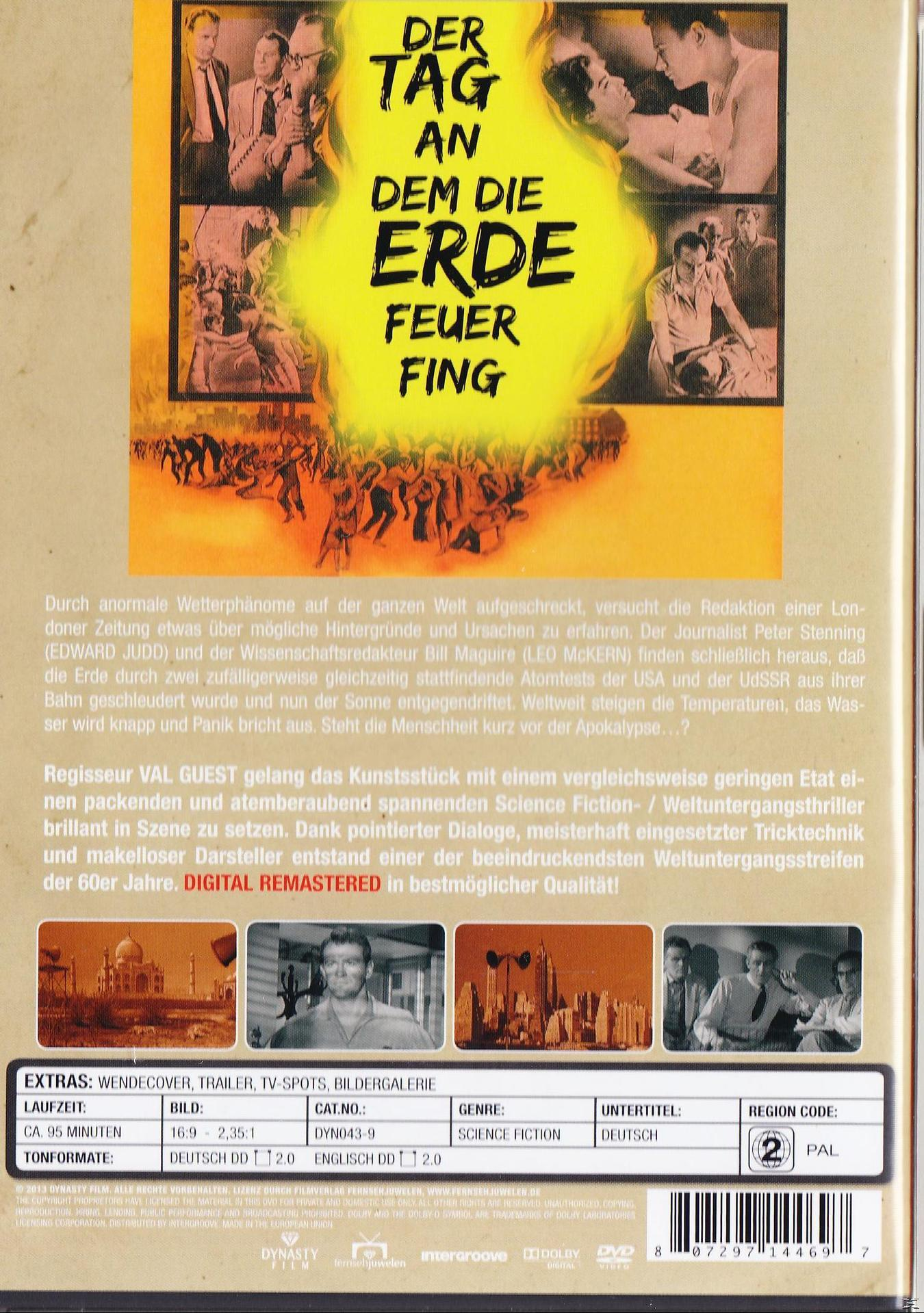 DVD-Cover, ein Filmplakat mit einer gelben Flamme. Menschen im Hintergrund. Text auf Deutsch.