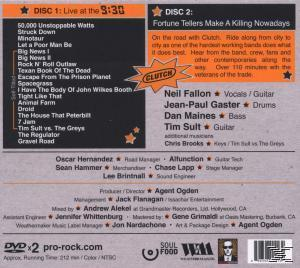 Rückseite einer Clutch „DVD x2“ mit Titellisten, Bandmitgliedern und Credits.