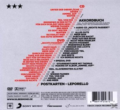 Rückseite des Albums in Rot, mit Titelliste in Weiß. Enthält Tracklisten für DVD und CD.