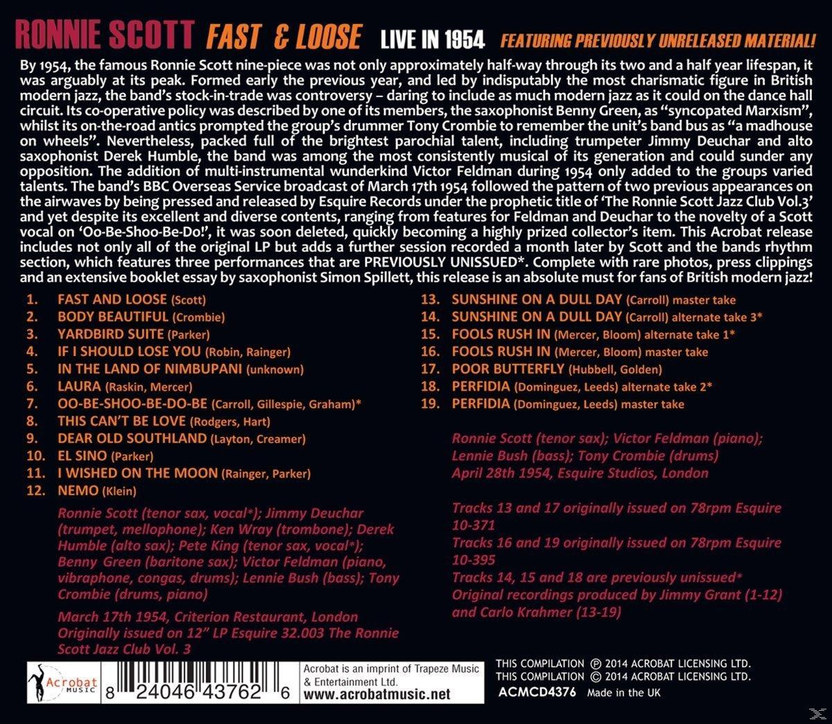 Ronnie Scott - Fast And Loose - Live in 1954  - (CD)