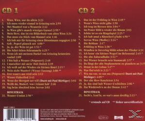 CD-Rückseite mit Titelliste. Text in Rot und Weiß. Zwei CDs sind gelistet.