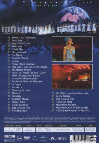 DVD-Cover eines Konzerts mit Sängerin rechts. Die Bühne im Hintergrund. Text und Titelliste auf der Rückseite.