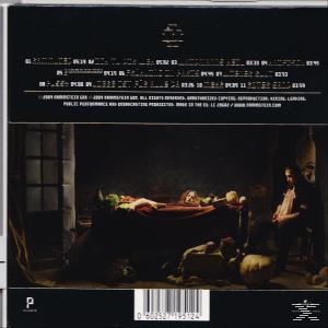 Rückseite einer CD-Hülle mit einem Gemälde einer Schlafzimmerszene. Enthält Text und einen Barcode.