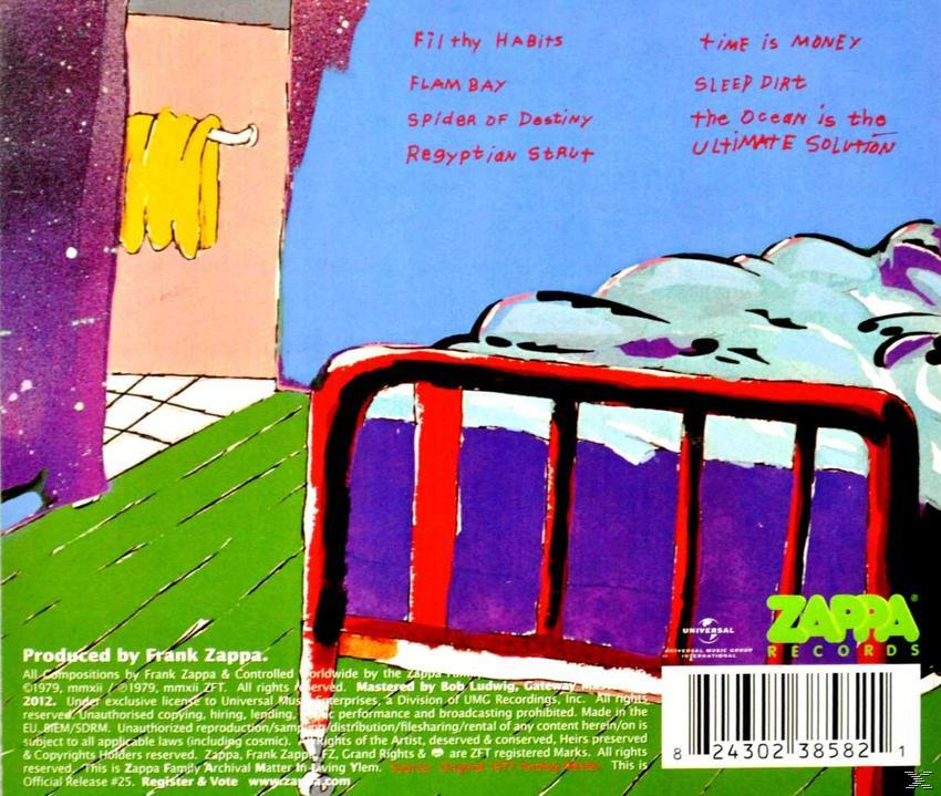 Album-Rückseite mit Titelliste, Copyright-Informationen und Zappa Records-Logo.