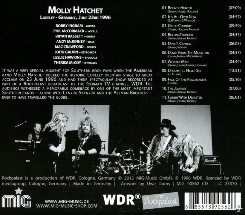 Albumcover mit Bandmitgliedern. Ein Bild der Band mit einer Liste der Songs.
