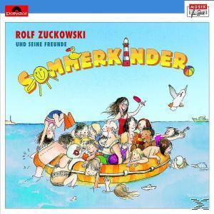 Albumcover-Illustration. Kinder in einem Boot. Cartoon-Stil. Helle Farben. Sommerthema. Leuchtturm im Hintergrund.