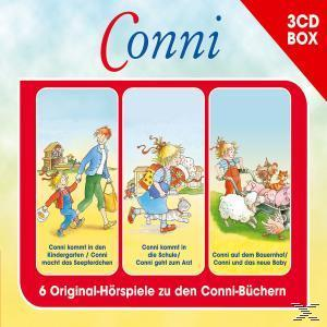 Cover eines Kinderbuchs. Drei Tafeln mit den Abenteuern eines Kindes. Roter Hintergrund mit Text.
