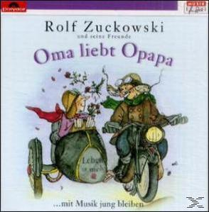 Albumcover: Cartoon eines älteren Ehepaares auf einem Motorrad. Titel 'Oma liebt Opapa'.