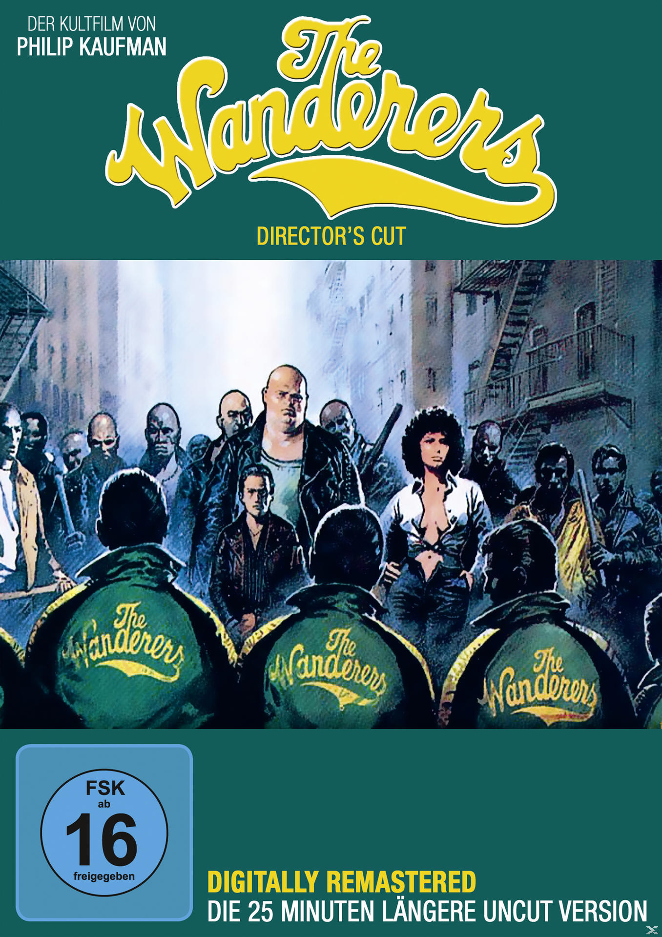 DVD-Cover: Gruppe von Leuten mit Jacken, Titel 'The Wanderers'.