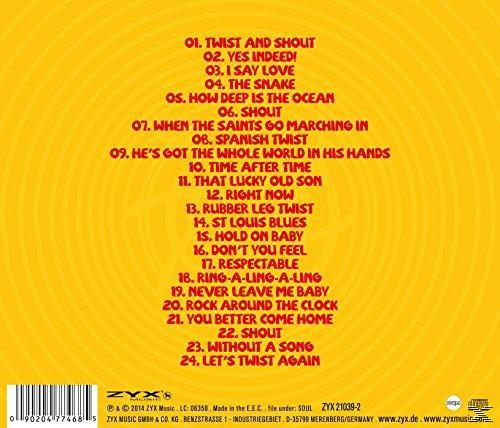 CD-Cover: Gelber Hintergrund mit Songtiteln. Künstler und Albumtitel unten.