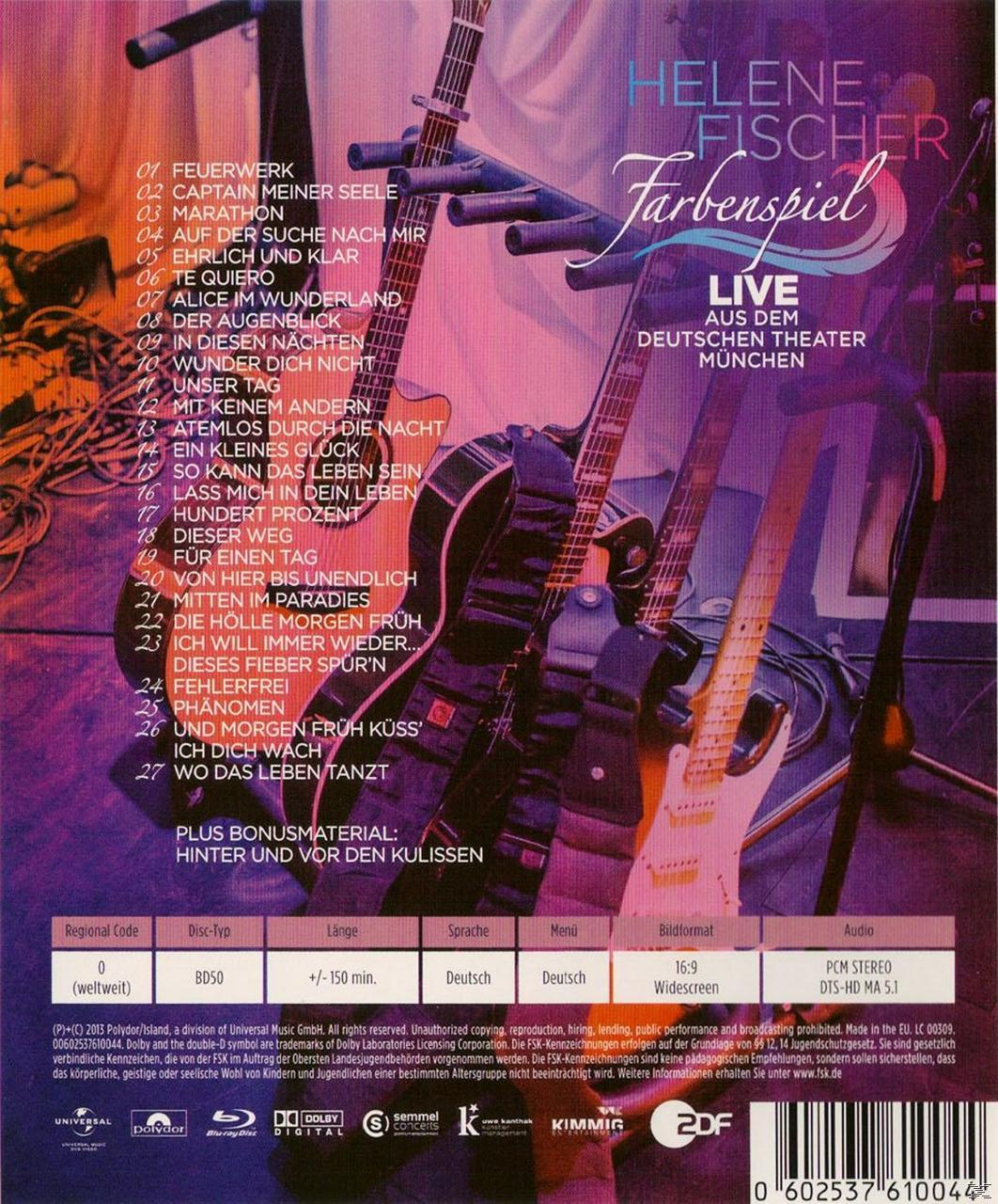 DVD-Cover: Gitarren und Titelliste mit einem Bild von Helene Fischer.