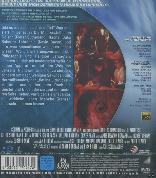 Rückseite einer DVD mit deutschem Text und Bildern zu einem Film. Blauer Hintergrund.