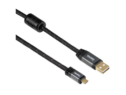 HAMA Câble USB 2 125203, 1.8 m - Câble micro USB 2.0, 1.8 m, 480 Mbit/s, Noir