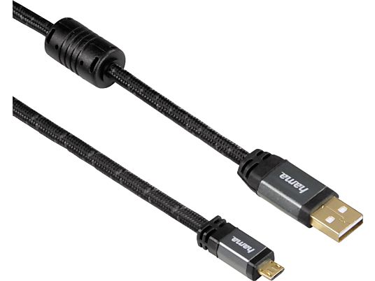 HAMA 125203 CABLE USB2 A/MIC-B 1.8M - Micro-USB-2.0-Kabel, 1.8 m, 480 Mbit/s, Schwarz